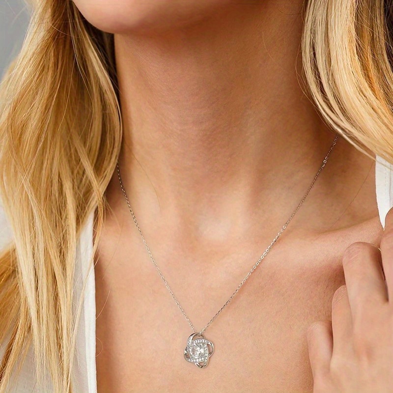 Women's Love Knot Interlocking Pendant Necklace, Gift for Granddaughter